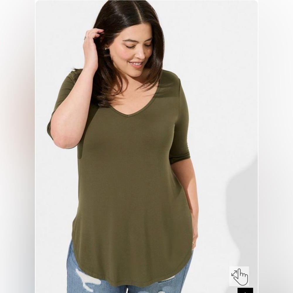 Favorite Tunic Super Soft V-Neck Tunic Tee- 1X 14-16